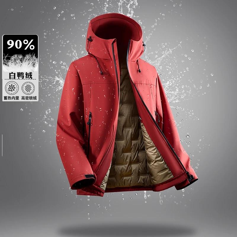90% duvet de canard blanc hommes imperméable coupe-vent chaud doudoune 2025 veste d'hiver décontract