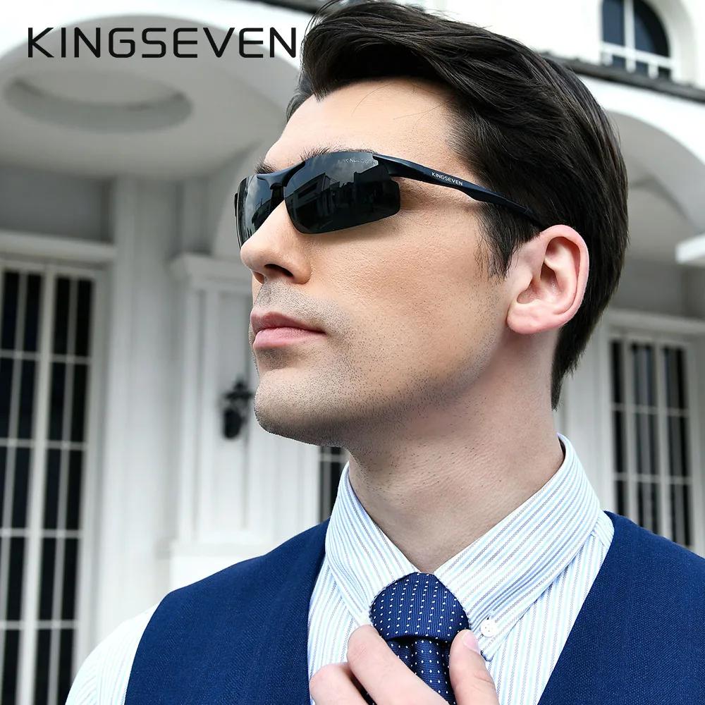 Véritable KINGSEVEN polarisé hommes lunettes de soleil en aluminium conduite miroir lentille mâle lu