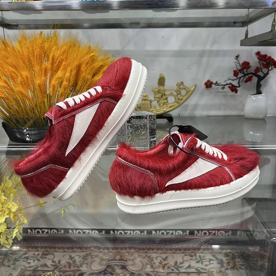 Chaussures décontractées en crin de cheval pour hommes et femmes, chaussures rouges foncées, cuir vé