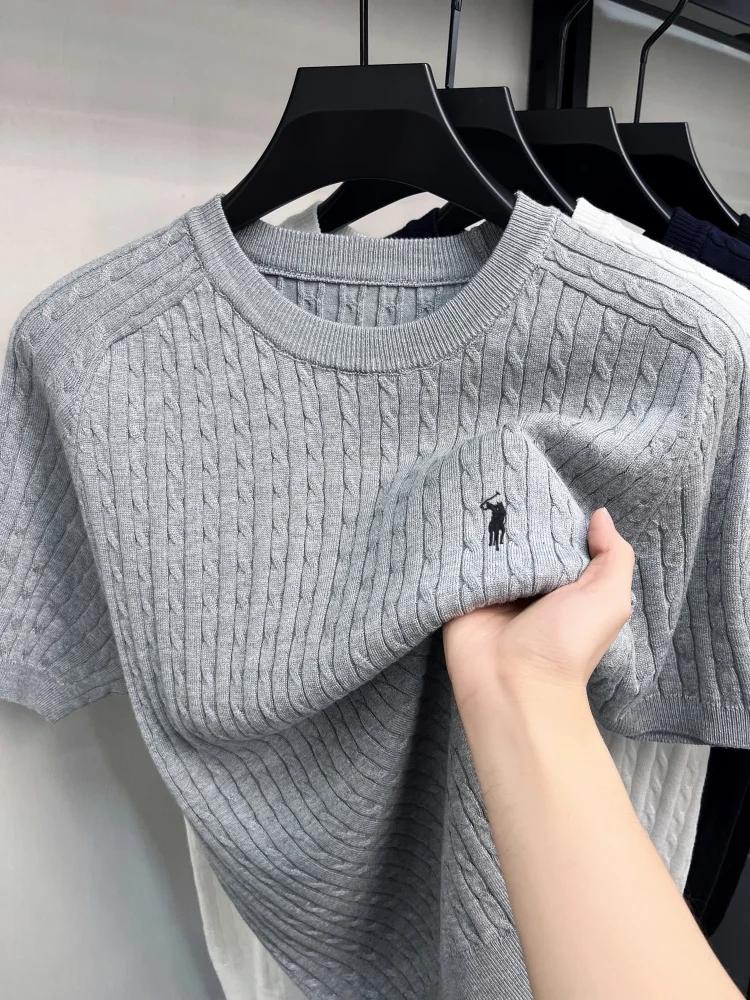 Haut de gamme boutique Knit manches courtes hommes nouvelle mode Designer marque poney brodé été Cas