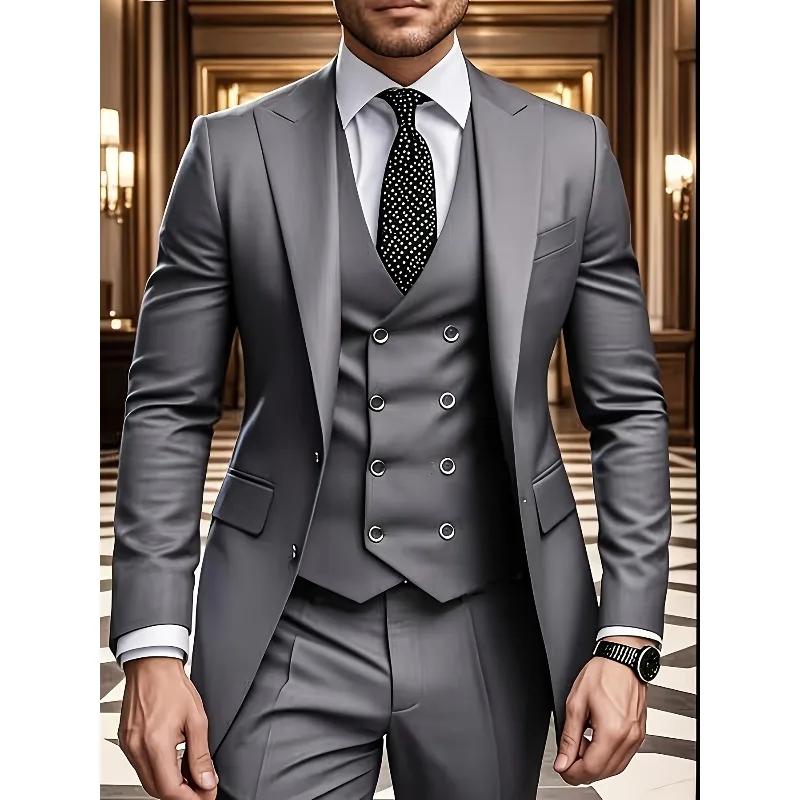 Costume formel homme 3 pièces à simple boutonnage, tenue d'affaires toutes saisons, meilleure vente