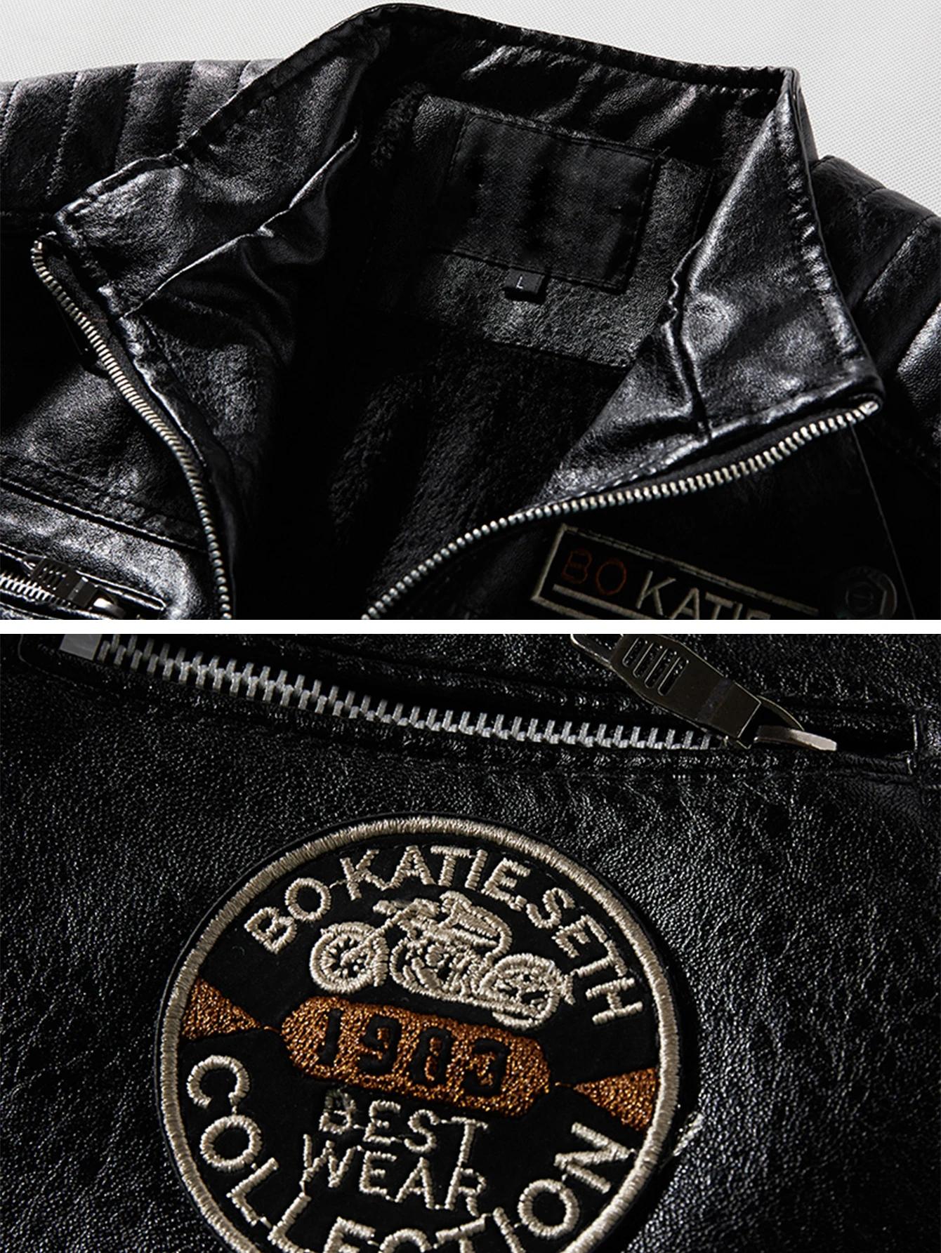 Veste en cuir à col montant pour hommes, vêtements d'extérieur légers en simili cuir pour moto