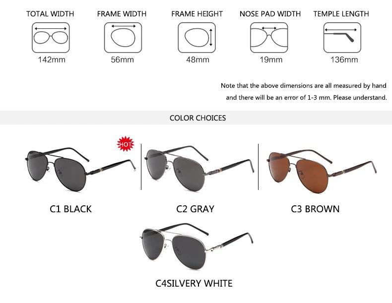 Lunettes de soleil hommes polarisées mode classique pilote lunettes de soleil pêche conduite lunette
