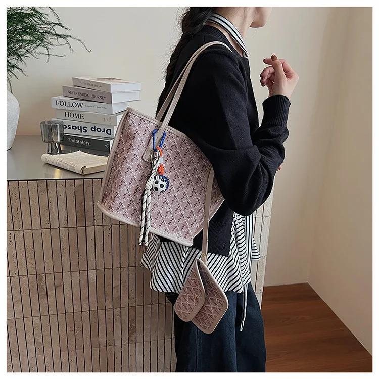 Sac fourre-tout imprimé grande capacité pour femme, sac à bandoulière vintage à lettres, nouveau sac