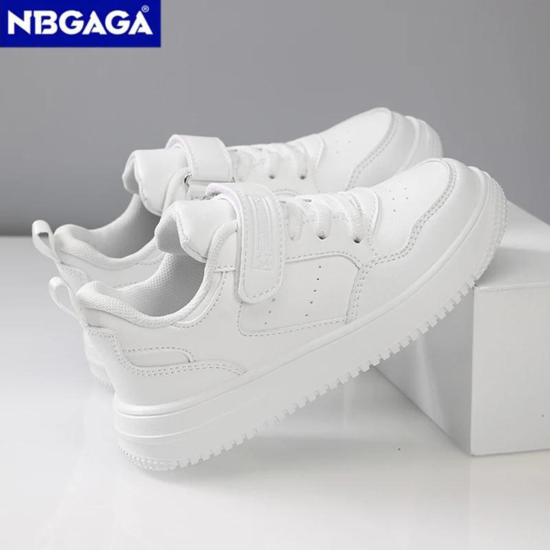 Chaussures de marche plates en cuir noir pour enfants, chaussures décontractées pour garçons et fill