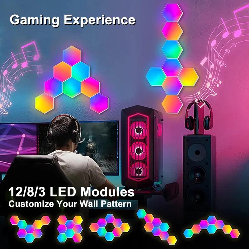 RGB LED lumière hexagonale Bluetooth applique murale intérieure APP télécommande veilleuse ordinateu