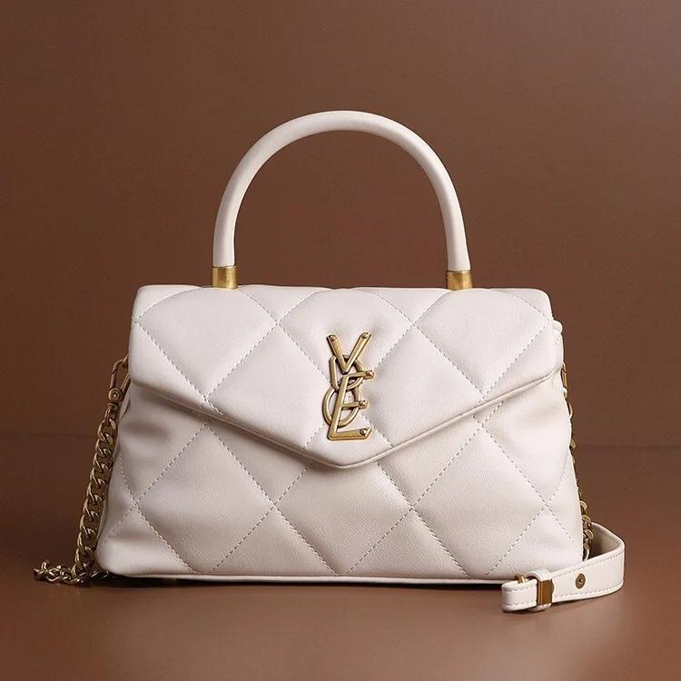 Sac à main haut de gamme avec grille de diamant, sac à bandoulière polyvalent avec chaîne à la mode,