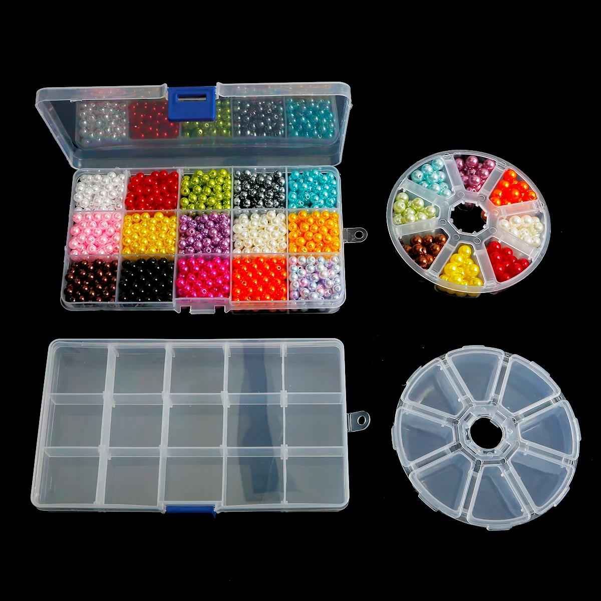 Boîte de rangement en plastique transparent pour bijoux, conteneur réglable pour perles, boucle d'or