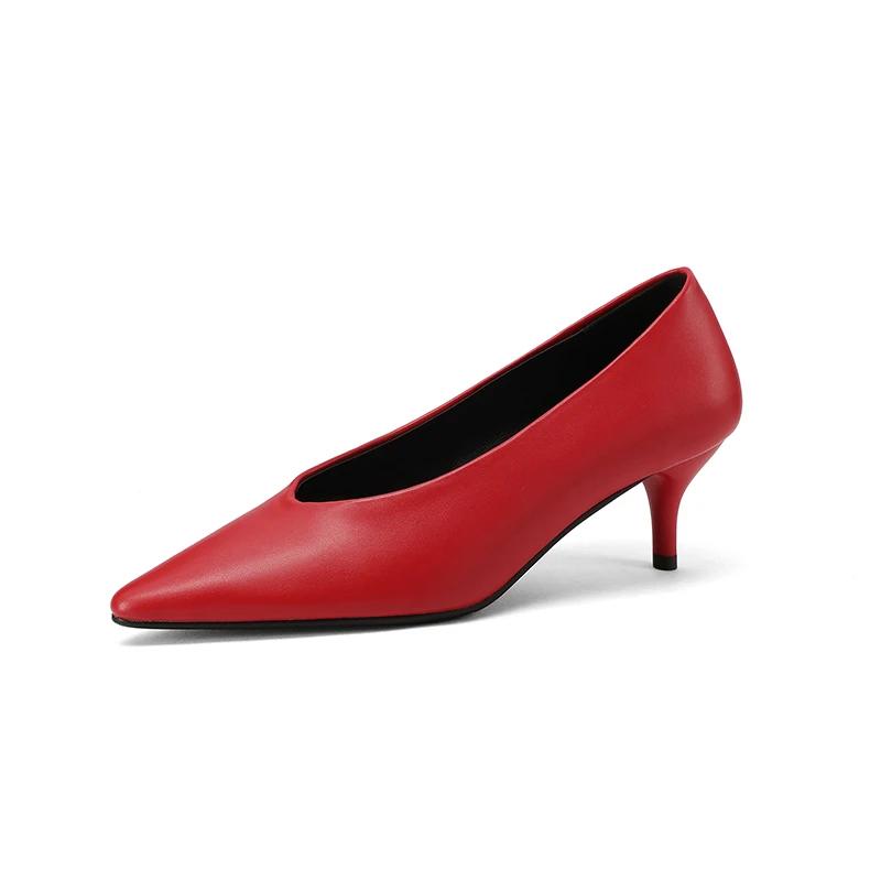 Escarpins tendance en croûte de cuir pour femmes, chaussures de bureau Sexy, rouge clair-jaune, bout