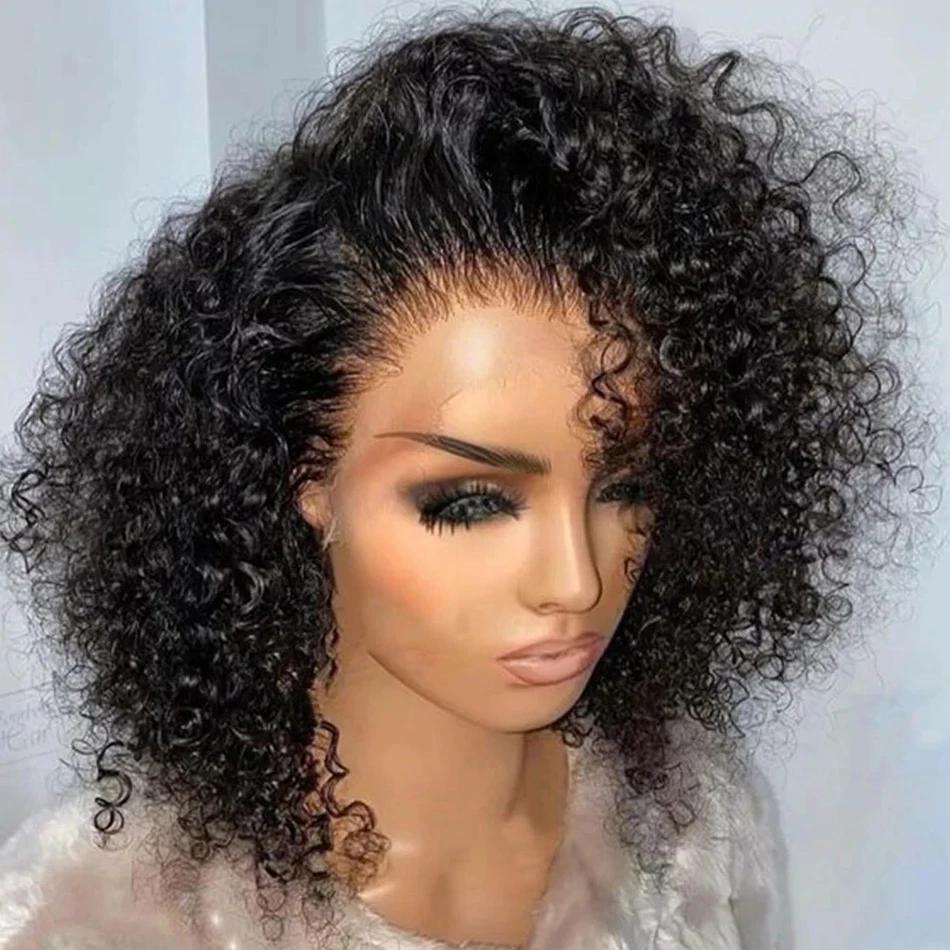 Perruque Courte Bob 13x4 HD Lace Front Ondulée Bouclée 230% Densité, Cheveux Humains Brésiliens 100%