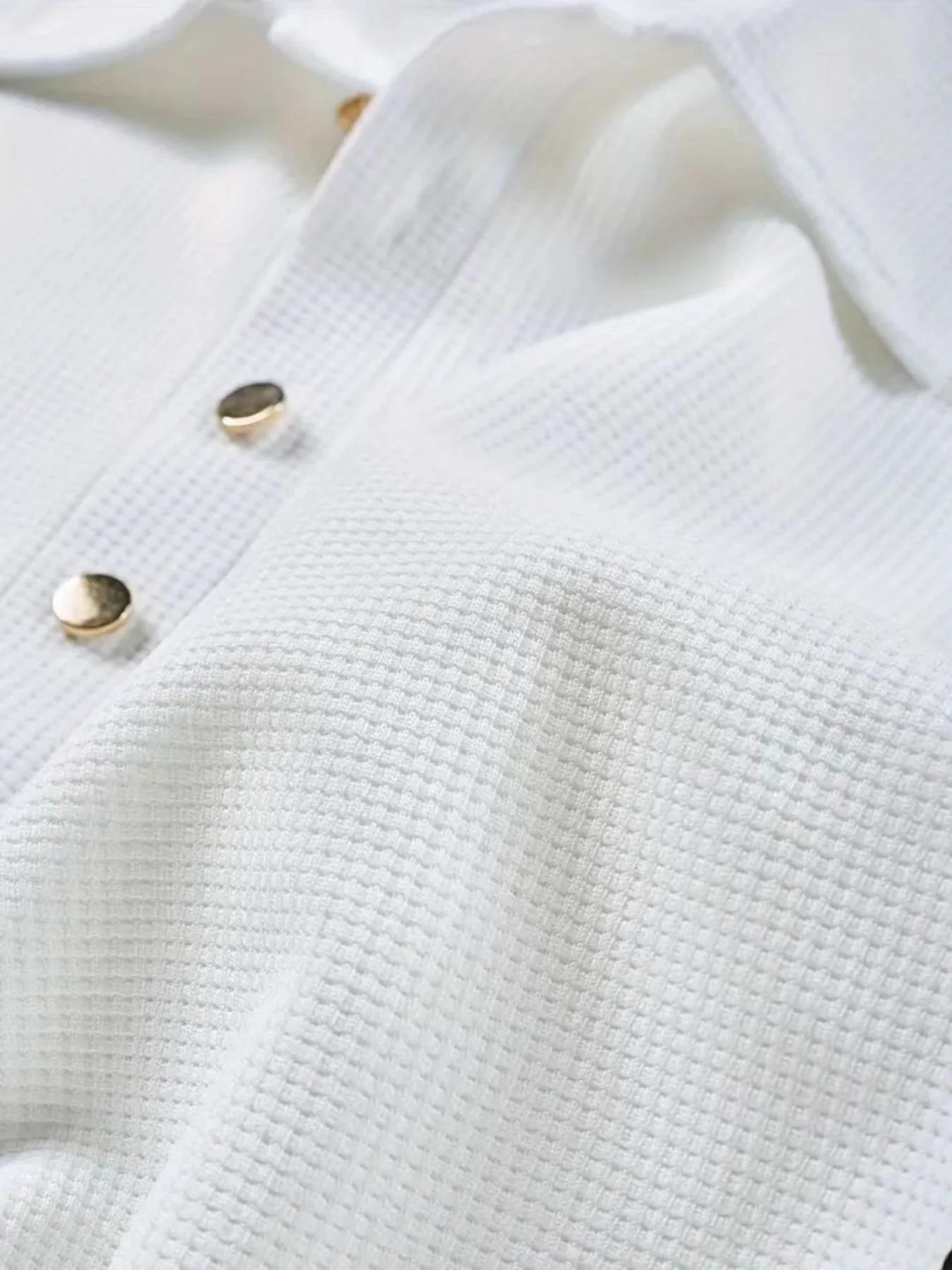 Polo à manches longues en tricot gaufré pour homme Volvik, coupe ajustée, color block, polo de golf