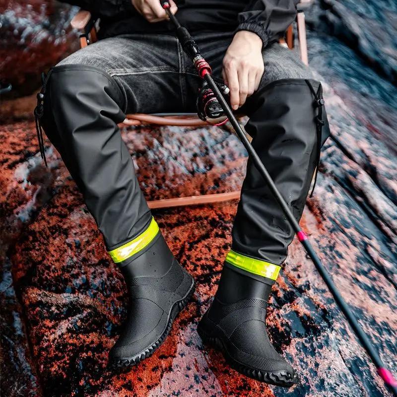Bottes de pluie montantes pour hommes, imperméables et antidérapantes, style couple, pour l'extérieu