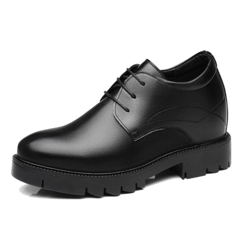 Chaussures pour hommes en cuir de vache augmentant la hauteur de 10cm, chaussures formelles à semell
