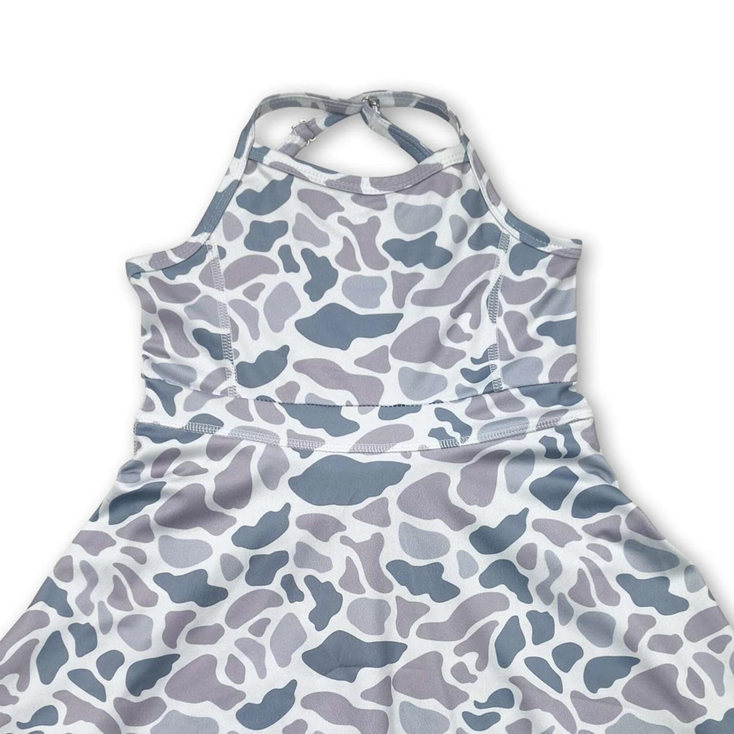 Robes pour bébés filles, 6 couleurs, style camouflage, à bretelles, avec volants, longueur genou, po