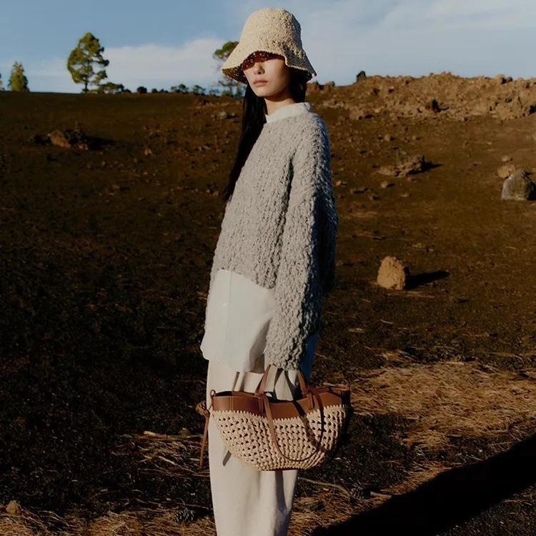 Nouveau sac tissé à la main, tendance, décontracté, simple, grande capacité, sac de plage, sac à ban