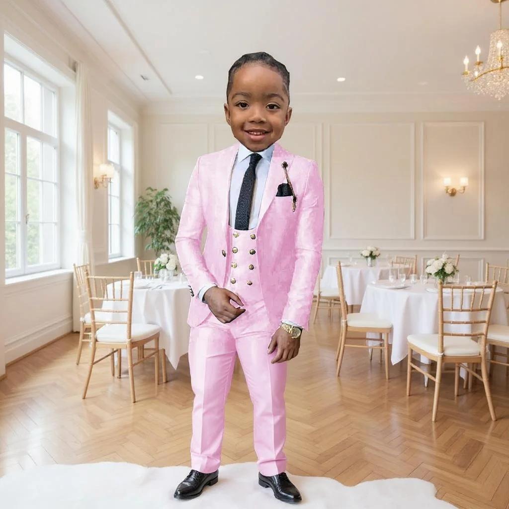 Costume formel pour garçons 3 pièces (veste + pantalon + gilet), smoking de mariage pour enfants de