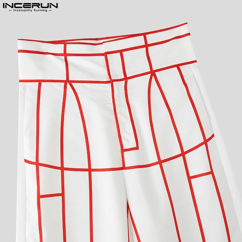 INCERUN hommes ensembles Patchwork revers sans manches gilets courts et pantalons à jambes larges de