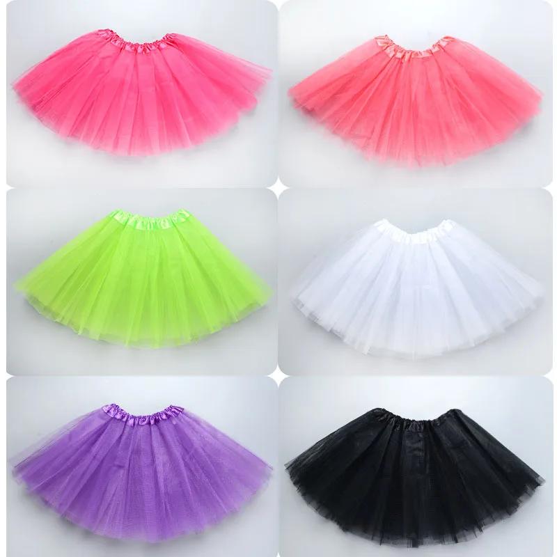 Fille élastique Ballet Dancewear Tutus Mini jupe pour fête d'anniversaire danse 3 couches Tulle Tutu