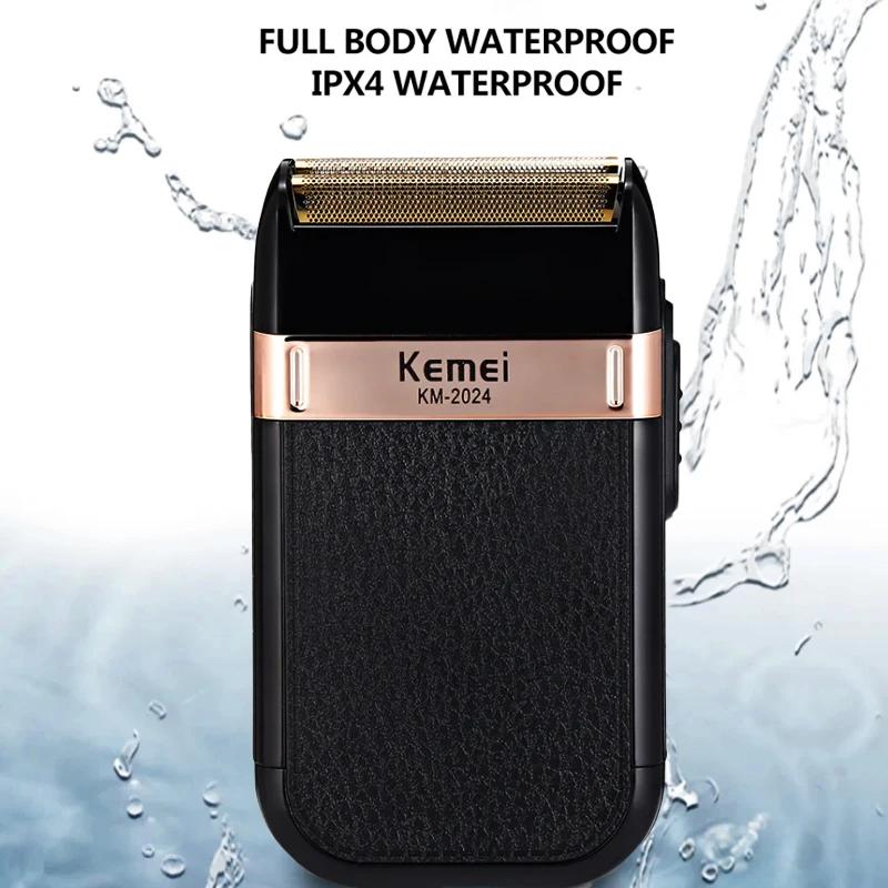 Kemei rasoir électrique pour hommes à la mode hommes coque en cuir étanche Rechargeable professionne