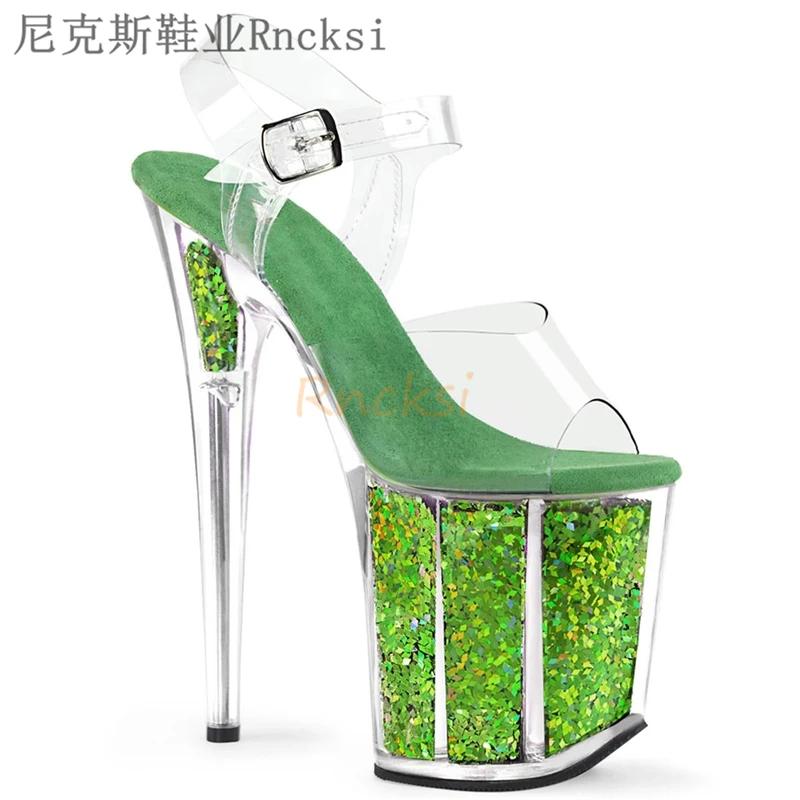 Rncksi 2025 mode Sexy pôle danse été 20 cm PVC femmes sandales minces talons hauts sandales sans lac