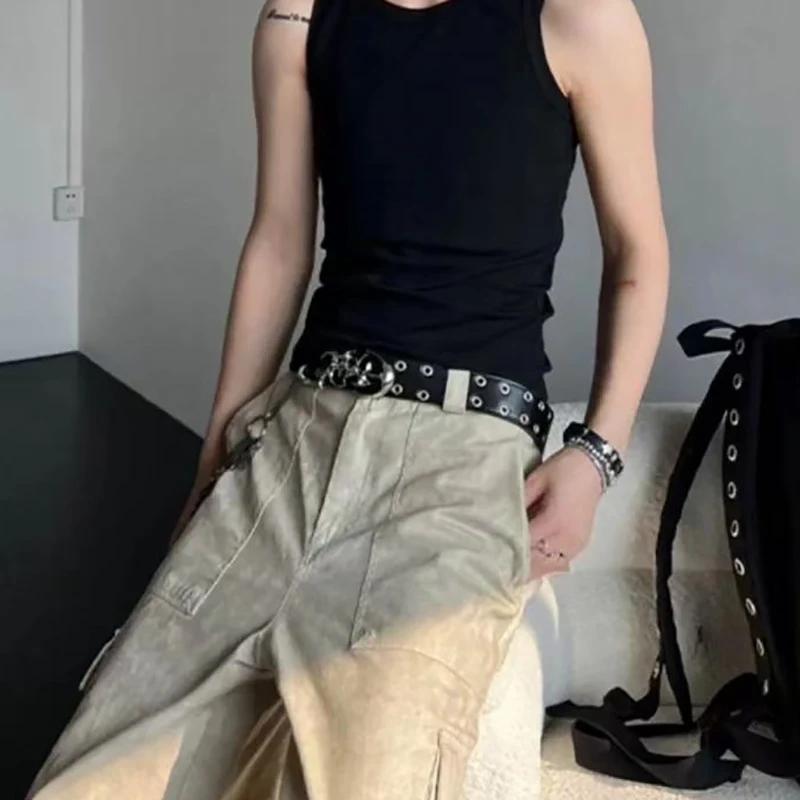 Ceinture Punk en cuir PU ajouré Y2K pour hommes et femmes, accessoire tendance pour cadeaux, ceintur