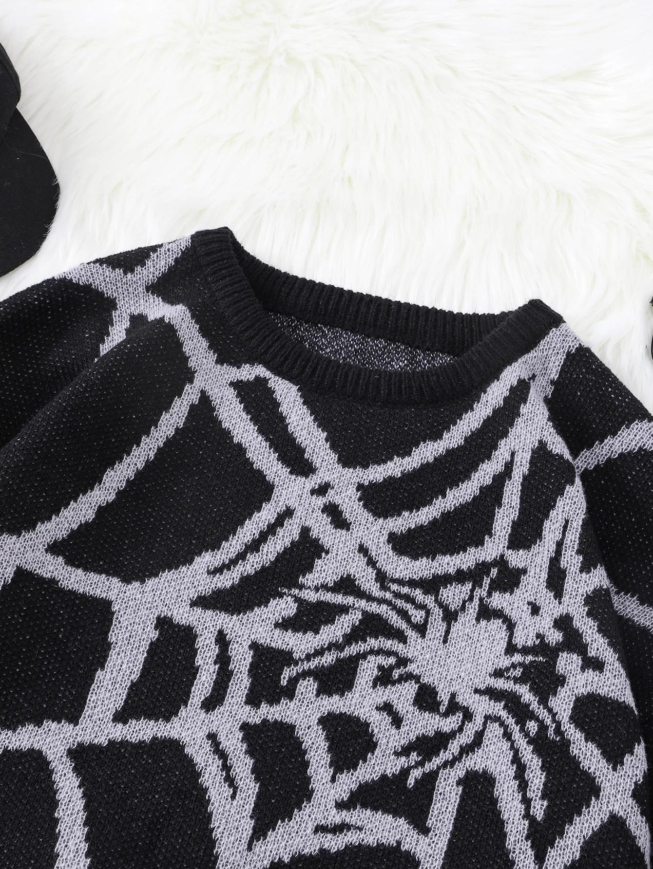 Nouveau populaire automne et hiver toile d'araignée Jacquard motif pull pull décontracté col rond tr
