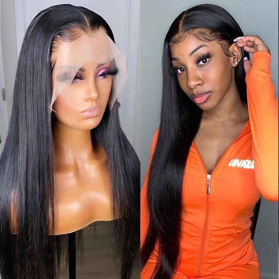 Perruque Lace Front Wig 360 naturelle lisse, cheveux humains, sans colle, 13x4, 13x6, 5x5, 30 32 34