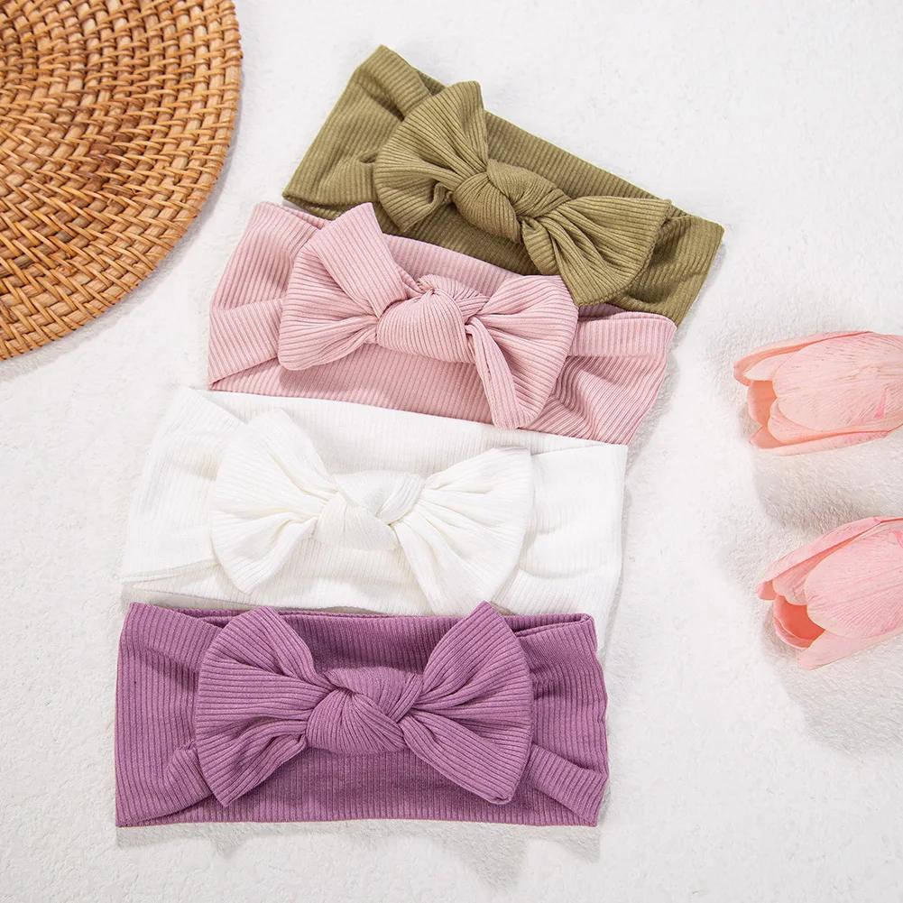 3 pièces/lot Ins côtelé bébé filles bandeaux Floral rouge coeur Dasiy imprimer arcs élastiques bande