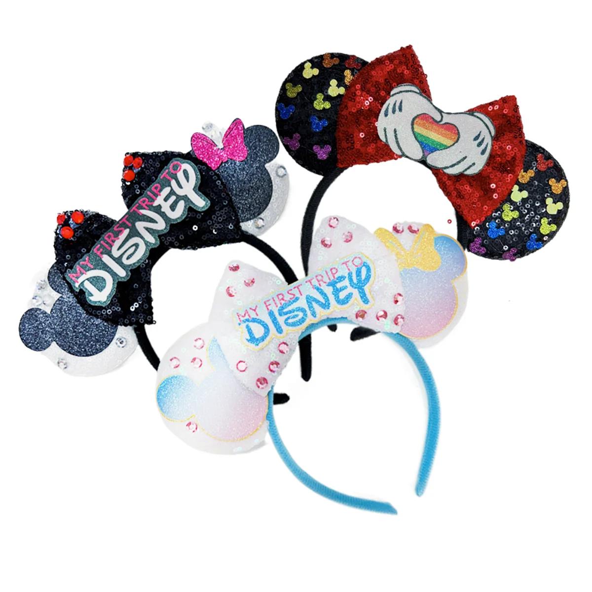 2025 nouveau Style Mickey Minnie oreille bandeau paillettes arcs fille adulte enfants Halloween fête