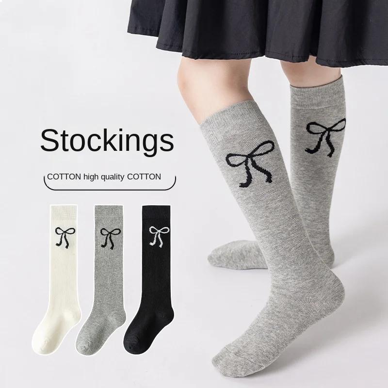3 paires de chaussettes d'école mi-mollet pour adolescentes, avec nœud, Style coréen, chaussettes ha