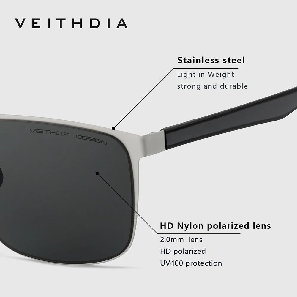 Lunettes de soleil vintage de marque VEITHDIA pour hommes et femmes, en acier inoxydable, verres en