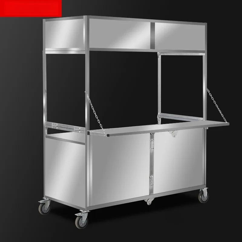 Nouvelle échancrure de vente pliable pour marché de nuit, chariot mobile à pousser avec étagère, ven