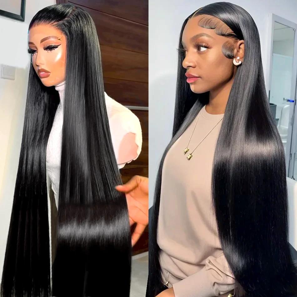 Sophia-Perruque Lace Front Wig sans colle naturelle, cheveux lisses, 13x6, 13x4, HD, 5x5, 6 tage, pr