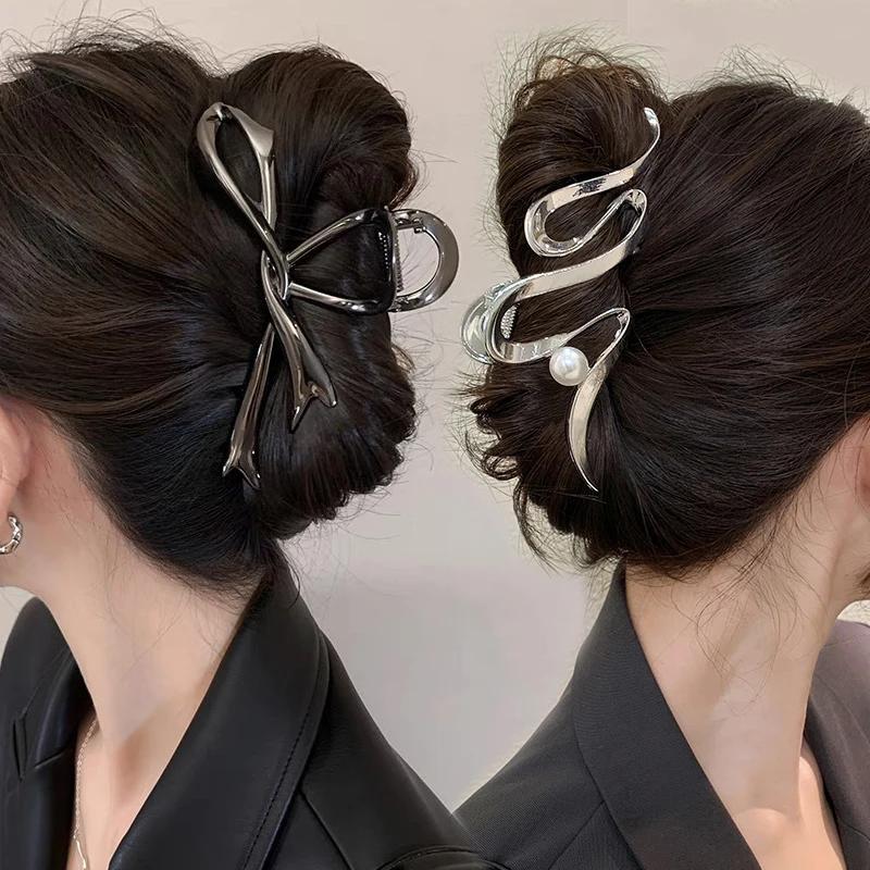 Pince à cheveux en métal punk pour optique, liquide, motif irrégulier, barrettes, accessoire antidér