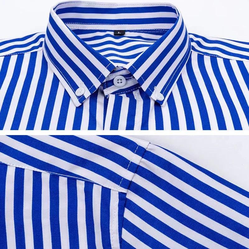 Chemise rayée à manches longues pour hommes, chemises d'affaires décontractées, coupe couvertes, san