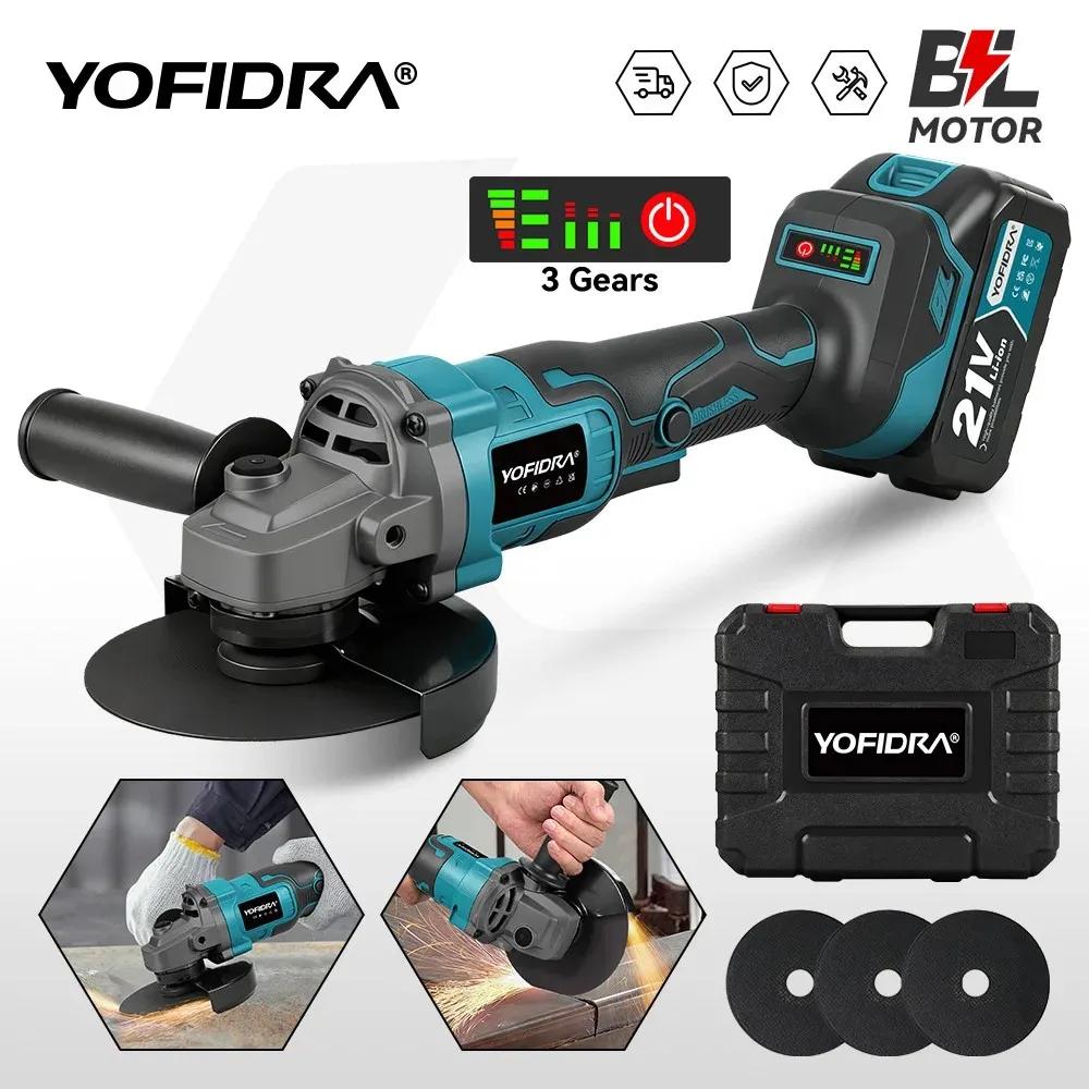 YOFIDRA 125mm meuleuse d'angle électrique sans brosse 3 vitesses M14 meulage du bois polissage outil