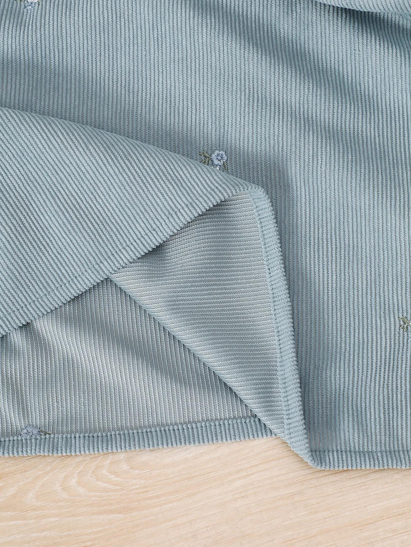 Robe en velours côtelé brodée de fleurs pour jeunes enfants, col brodé bicolore, robe à manches long