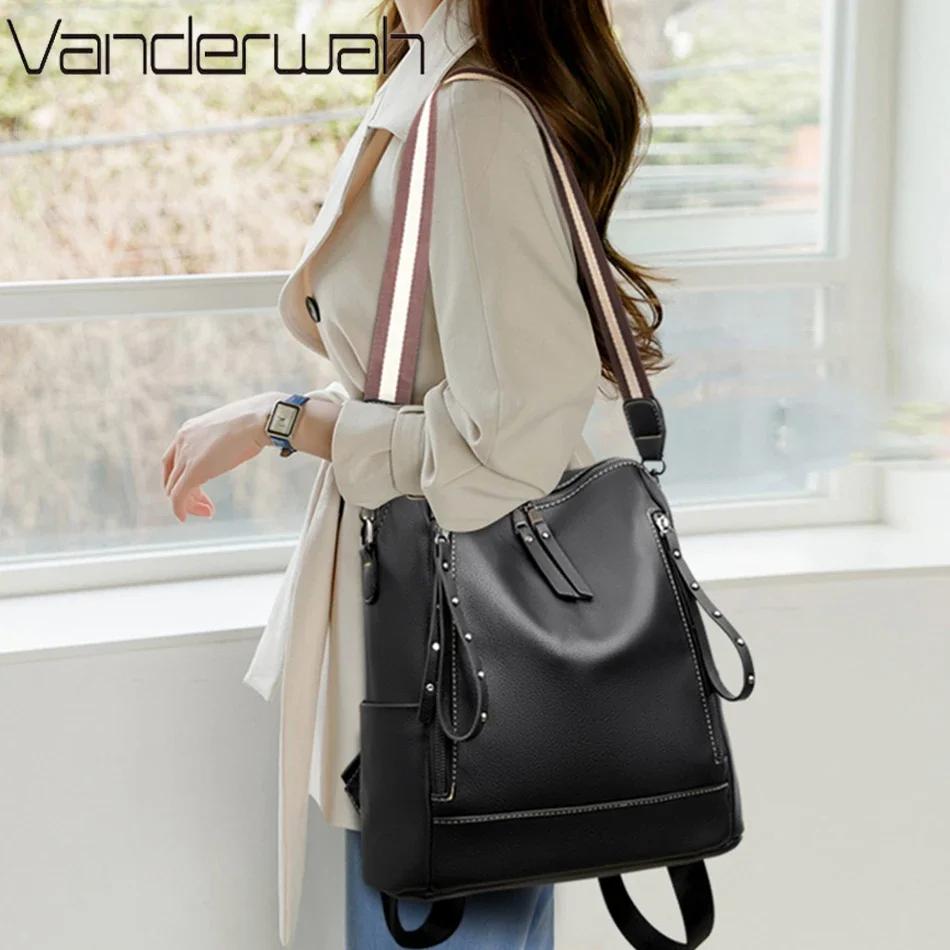 Sac à Dos de marque de luxe en cuir souple, étanche, Style Preppy, Sac multifonction pour jeunes étu