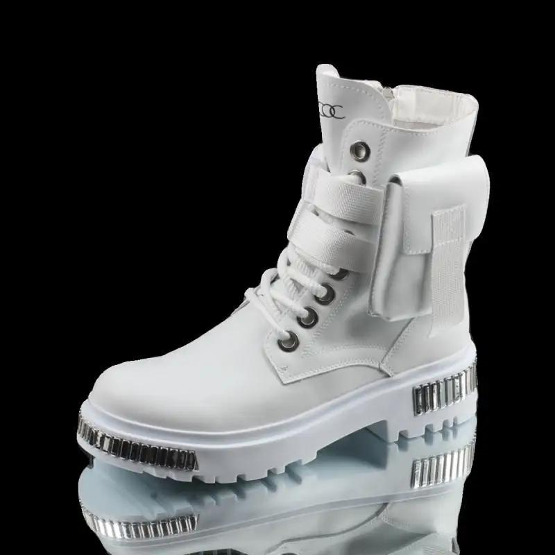 Bottes de moto britanniques à l'offre elles épaisses pour hommes, haut, blanc, velours, moyen, chaud
