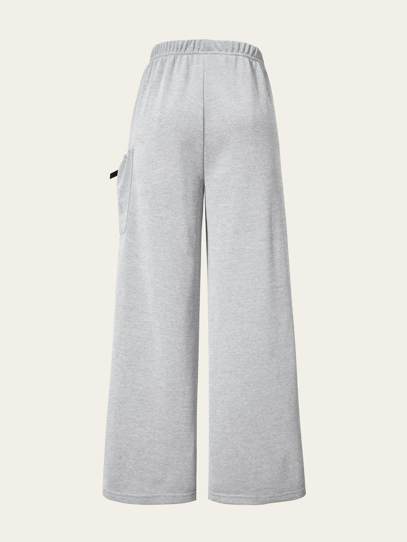 Pantalons décontractés à la mode pour filles, pantalons amples à jambes droites avec un design de po