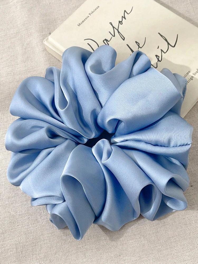Chouchou en fausse soie Extra Large pour femmes, 1 pièce, pelucheux, haute élasticité, doux et soyeu