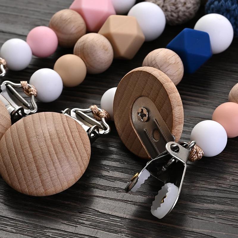 Clip de sucette en bois pour bébé, Crochet en bois, lapin, chaîne de sucette pour la dentition, joue