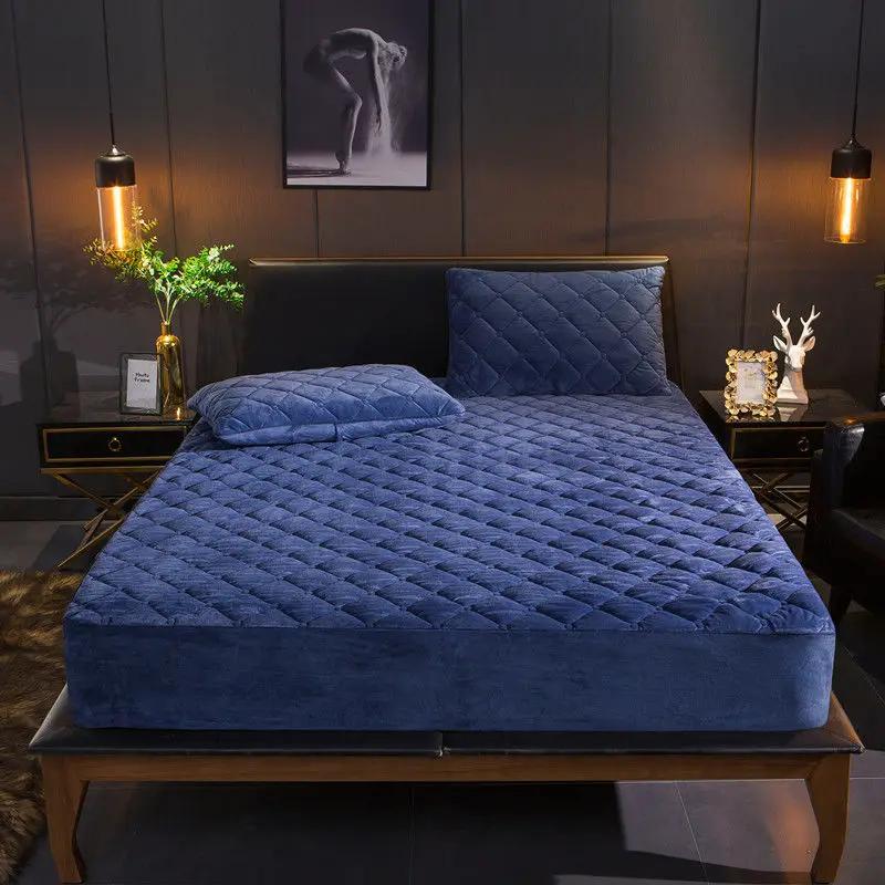 Housse de matelas matelassée épaisse en peluche, drap-housse chaud et doux en velours cristal, King