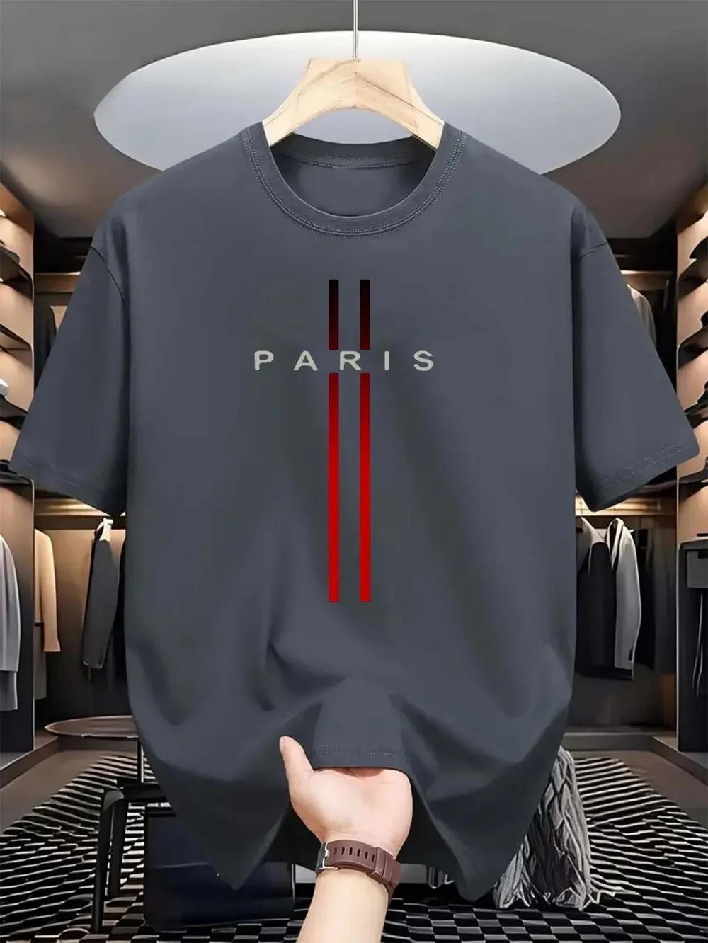 T-shirt col rond pour hommes, nouveau tissu polyester, confortable et respirant, motif imprimé de le