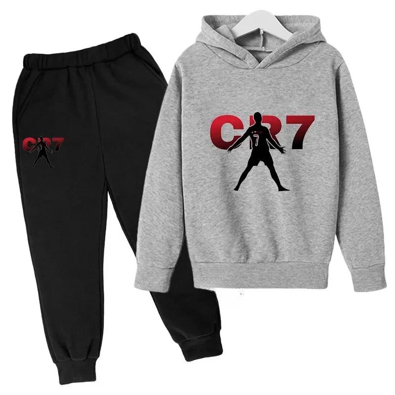 Ensemble de sport pour enfants printemps-automne, vêtements imprimés football CR7, ensemble deux piè