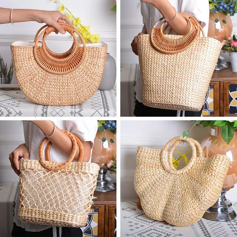 YoReAi-Sac de plage en paille tissé pour femme, élégant, style bohème, grand fourre-tout, sac à main