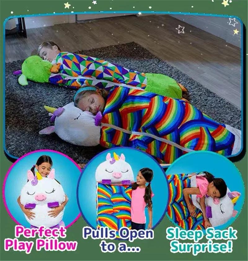Sac de nuit en peluche pour enfants, avec oreiller, sac de couchage pour bébés animaux, pour garçons