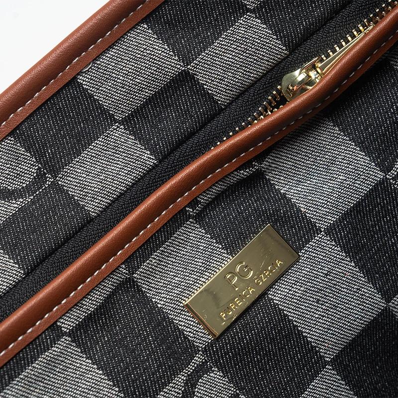 Sac à bandoulière pour femme PG, design rétro damier, haut de gamme, polyvalent, grande capacité, po