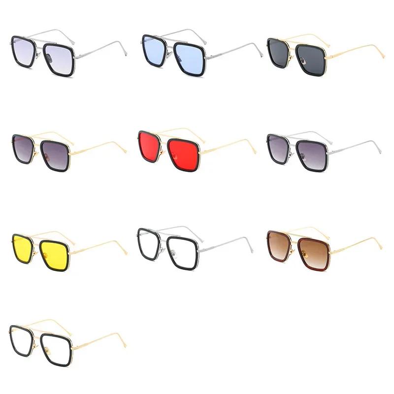 Lunettes de soleil mode cadre carré Tony Stark Style femmes lunettes de soleil hommes carré marque D