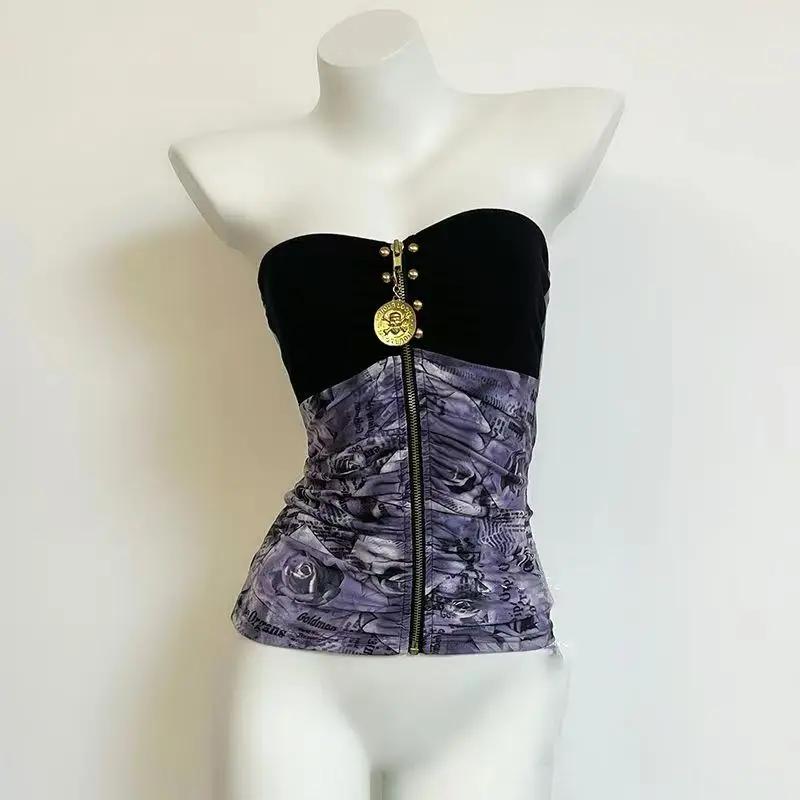 Rétro Hottie Slim bretelles gilets sous-culture américaine léopard couture débardeurs Punk Harajuku